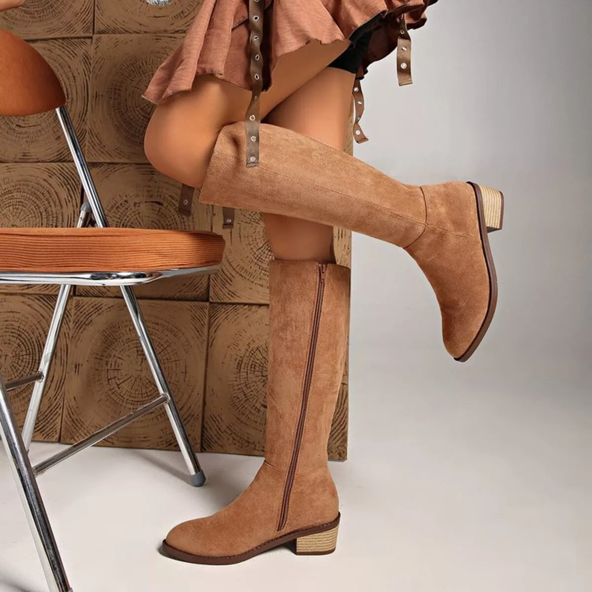 Knee-High Block Heel Boots Trendsi
