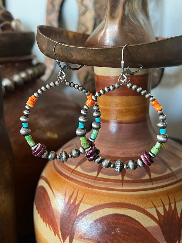 Handcrafted Electric Rainbow 2 Inch Sterling Silve Nizhoni Traders LLC