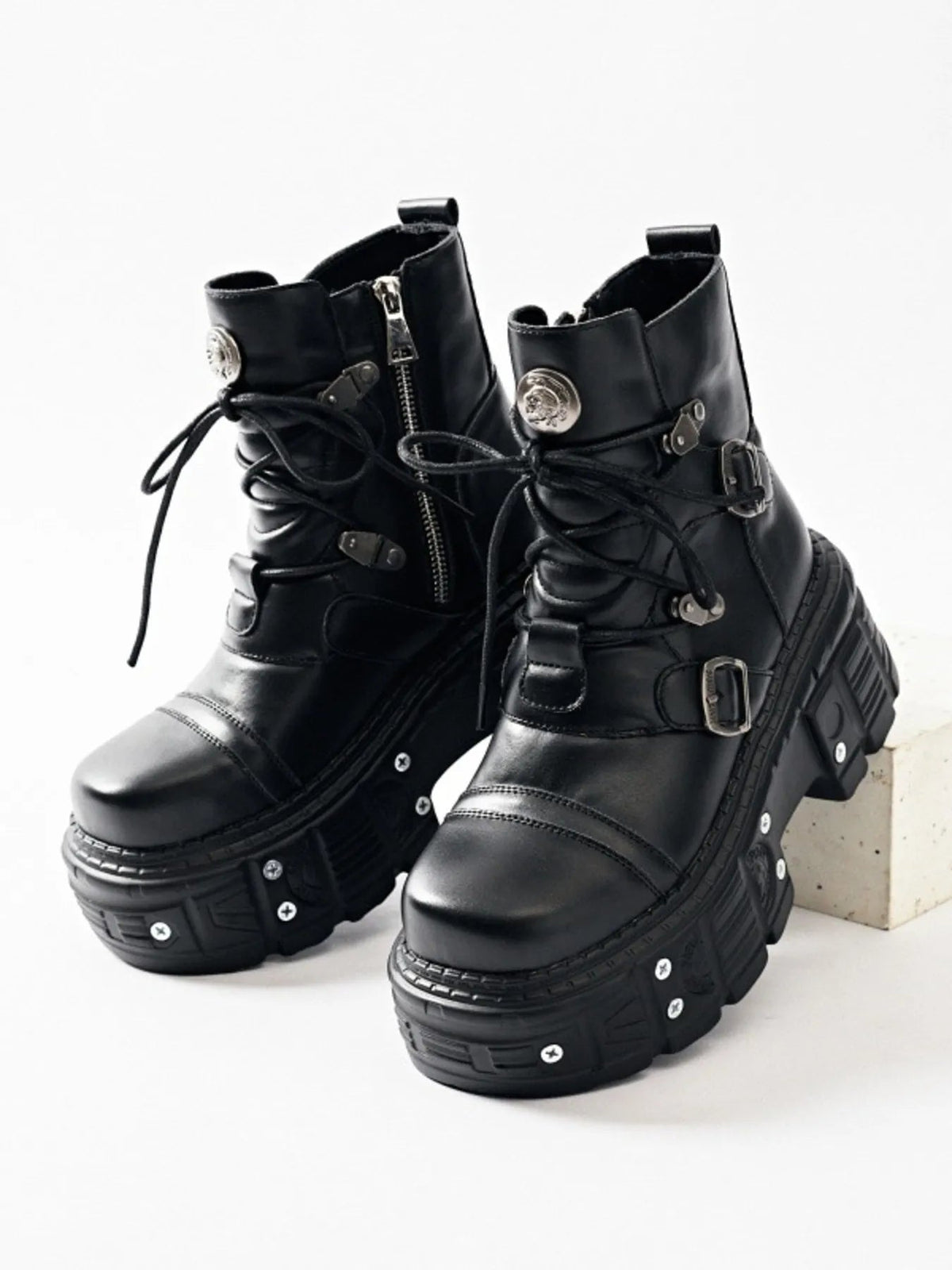 Lace Up Platform Boots Trendsi