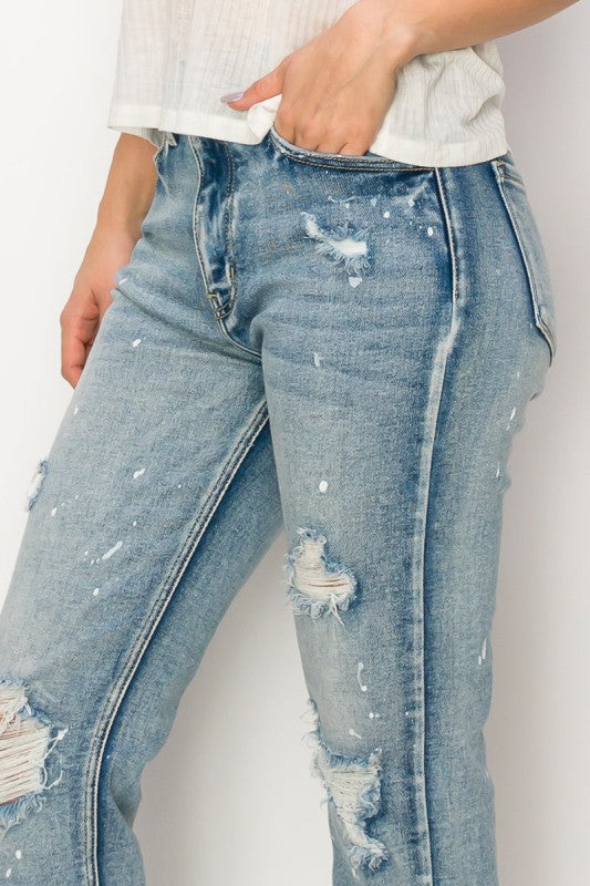AT1050STM High Rise Distressed Straight Jeans Artemis Vintage