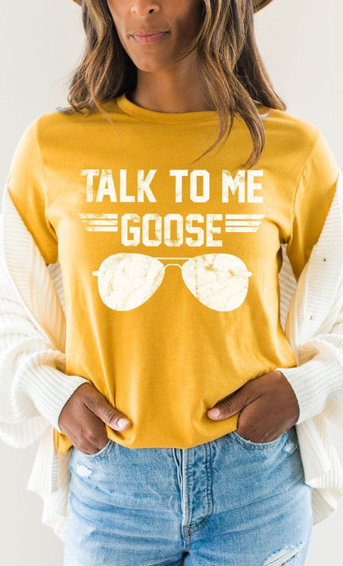 Talk to Me Goose White Ink Graphic Tee Kissed Apparel