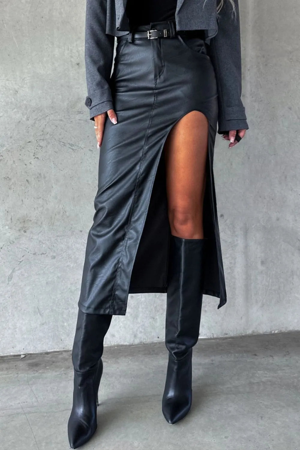 Slit Midi Skirt with Pockets Trendsi