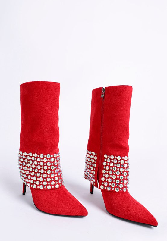 Basso Party Diamante Studded Stiletto Boots Rag Company