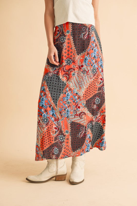 Aemi + Co Printed Maxi Skirt Trendsi