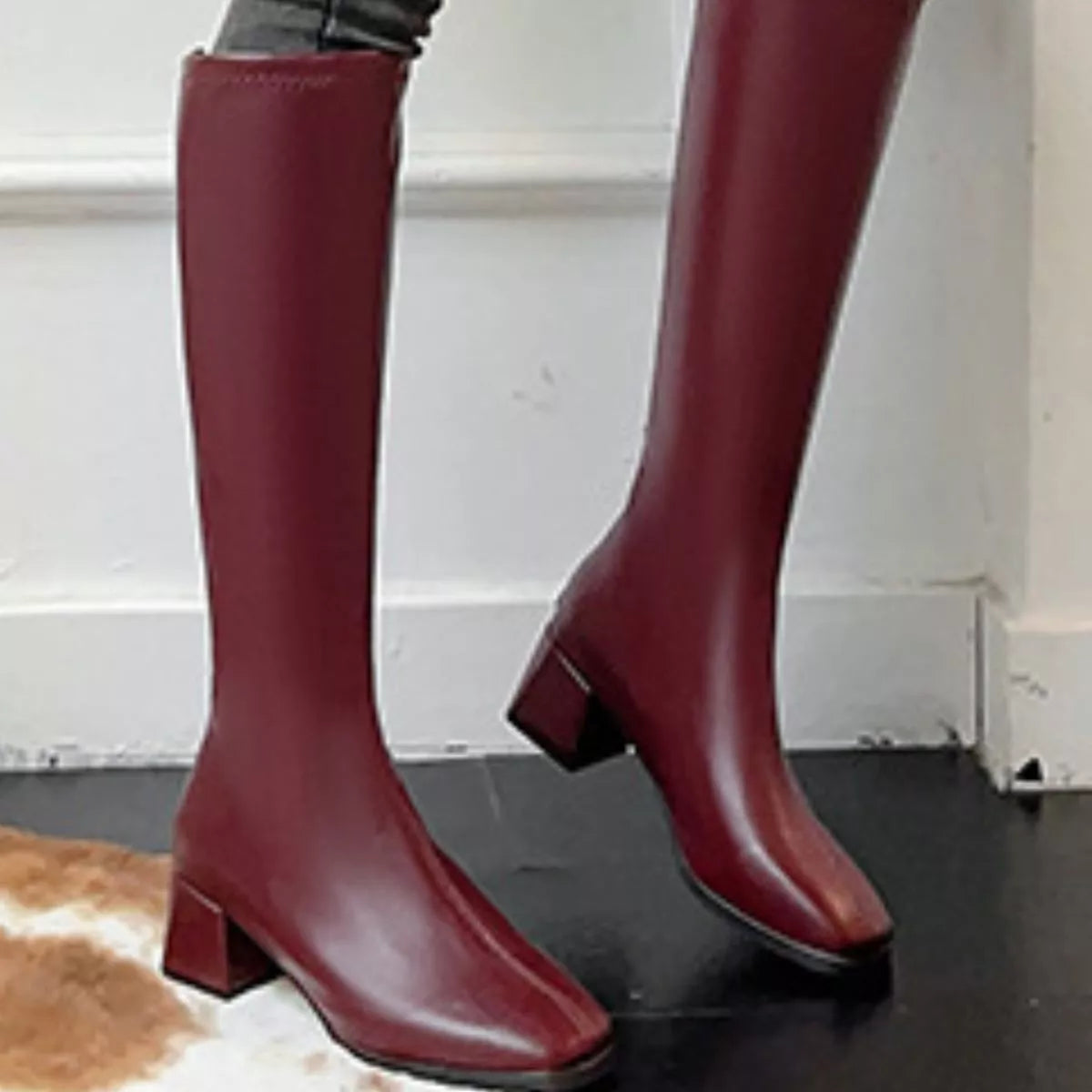 Square Toe Block Heels Boots Trendsi