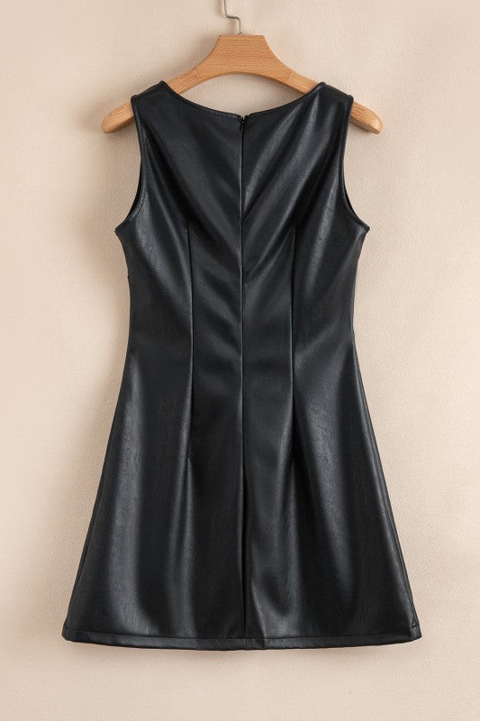 Vegan Leather Sleeveless Mini Dress JUNIPER BLVD