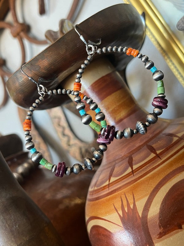 Handcrafted Electric Rainbow 2 Inch Sterling Silve Nizhoni Traders LLC