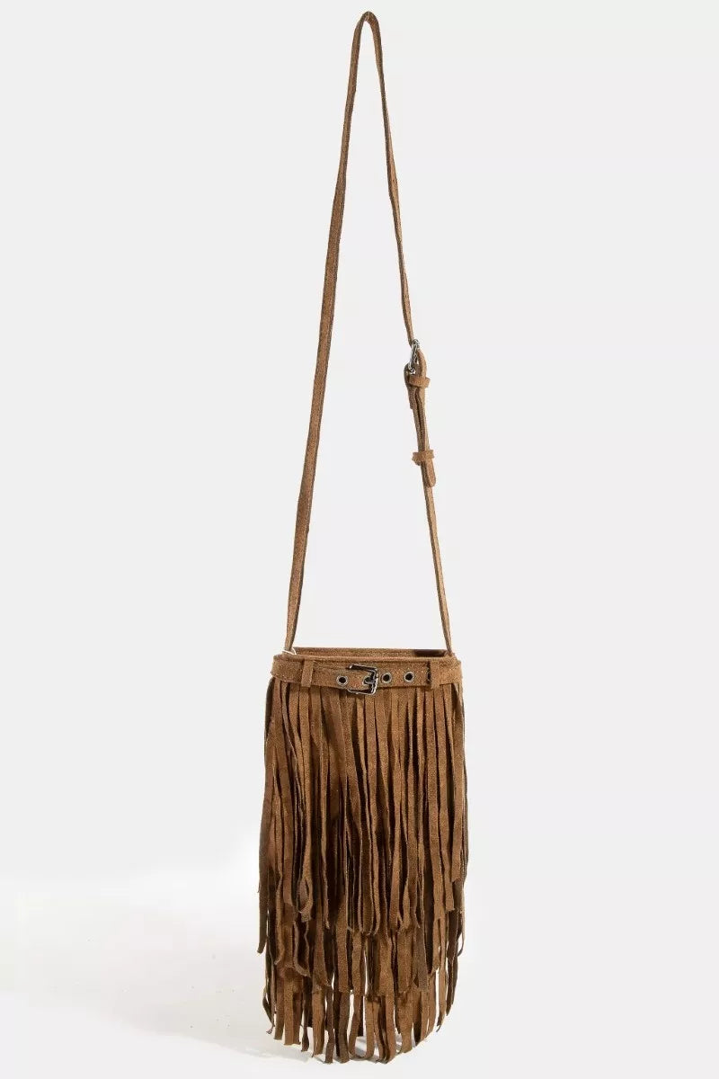 Fame Long Fringe Bucket Shoulder Bag Trendsi
