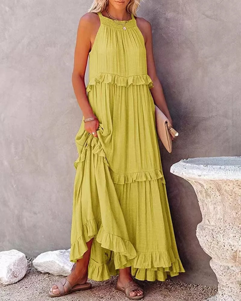 Ruffled Tiered Sleeveless Maxi Dress Trendsi
