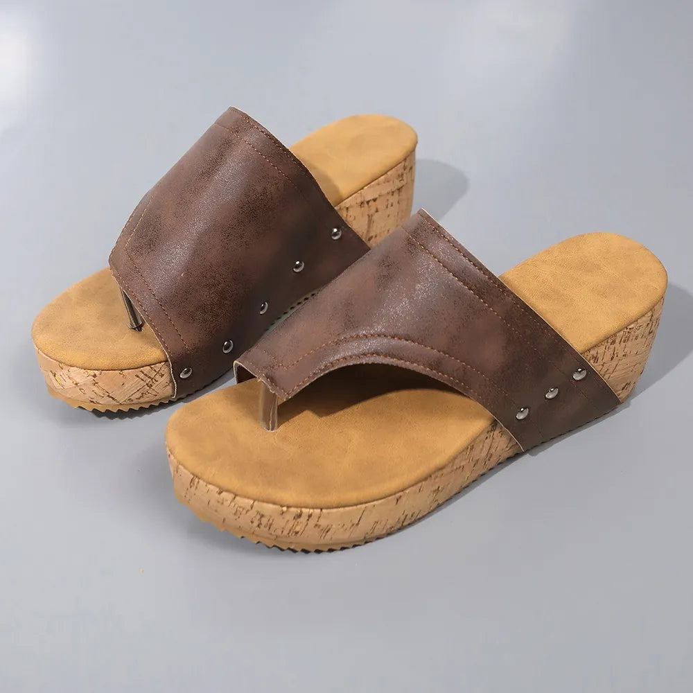 PU Leather Wedge Sandals Trendsi