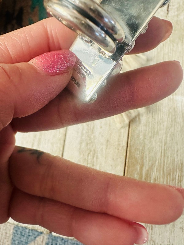 Navajo Onyx & Sterling Silver Cross Ring Chimney