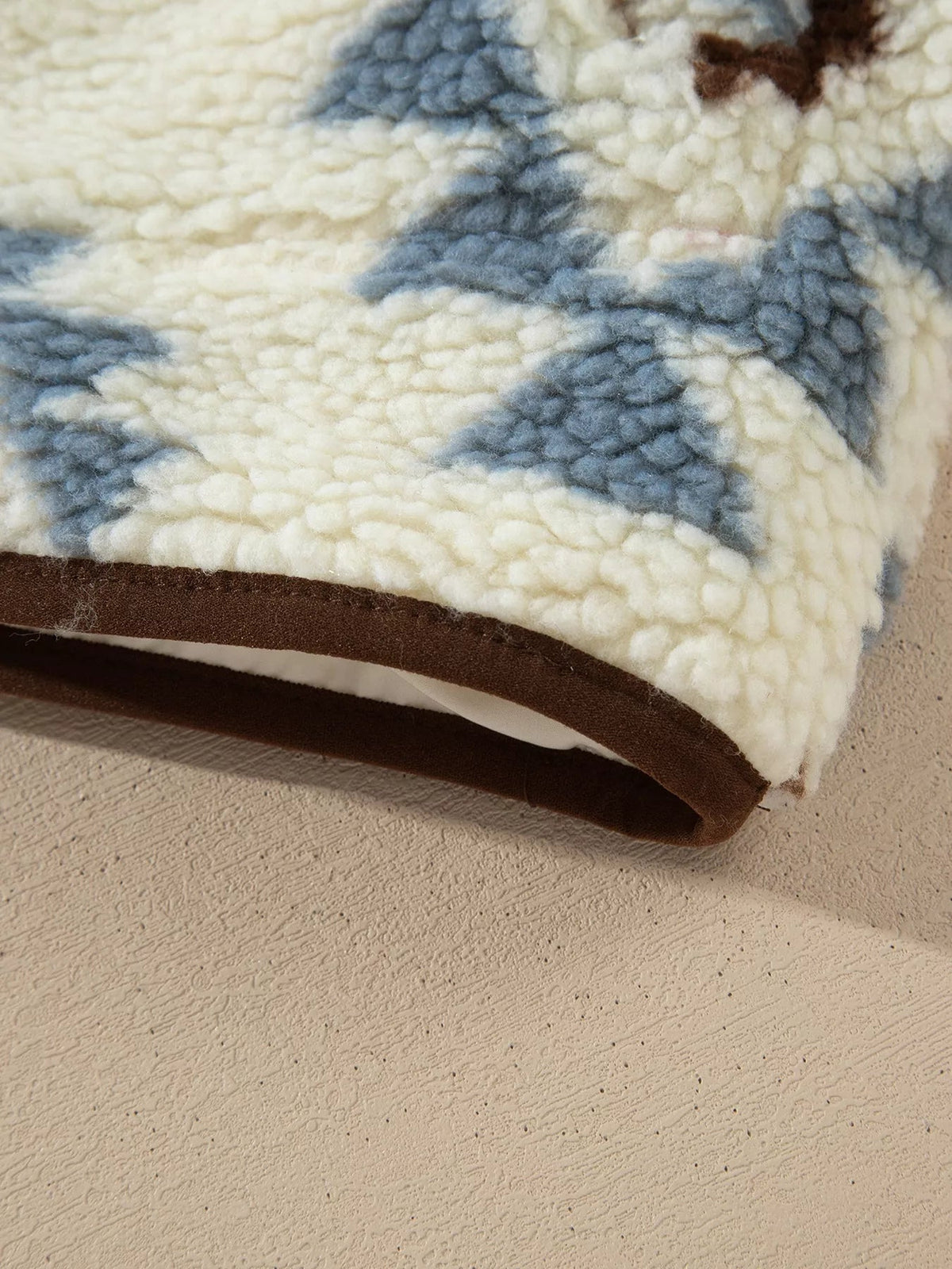 Geometric Print Sherpa Western Style Long Sleeve Sweatshirt Trendsi