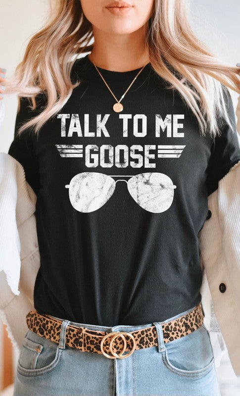 Talk to Me Goose White Ink Graphic Tee Kissed Apparel