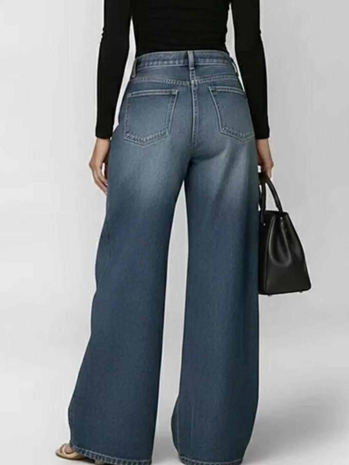 Wide Leg Jeans with Eyelet Details Trendsi