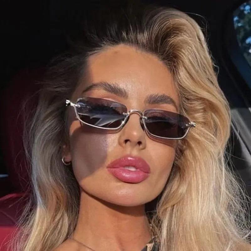 Retro Rectangle Metal Frame Sunglasses