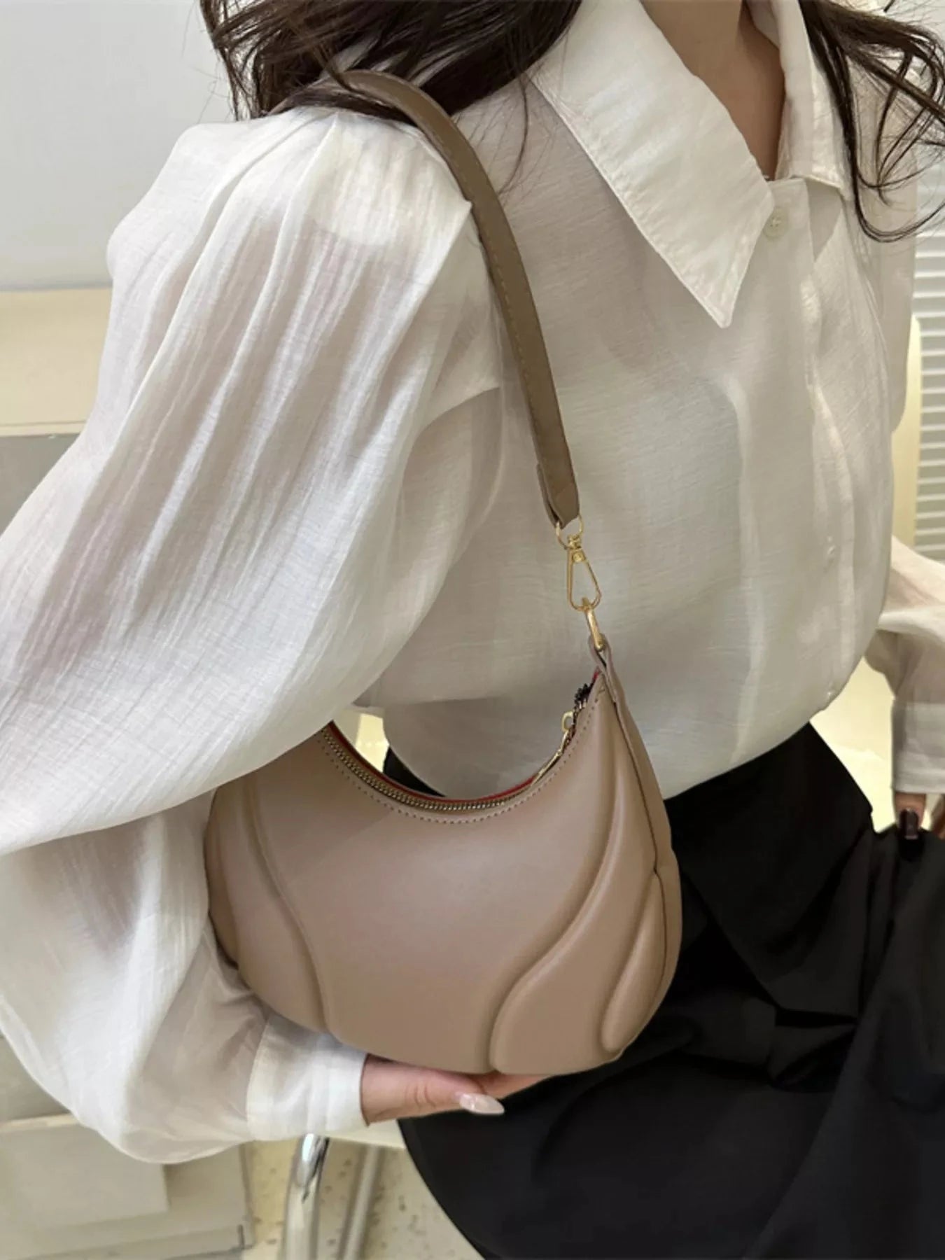 Solid Color Shoulder Bag Trendsi