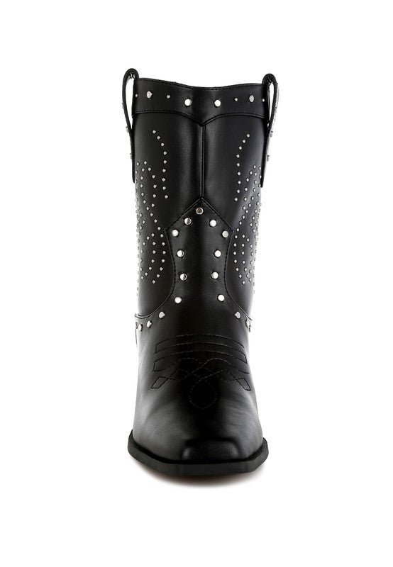 Equine Studded Embroidery Cowboy Boots