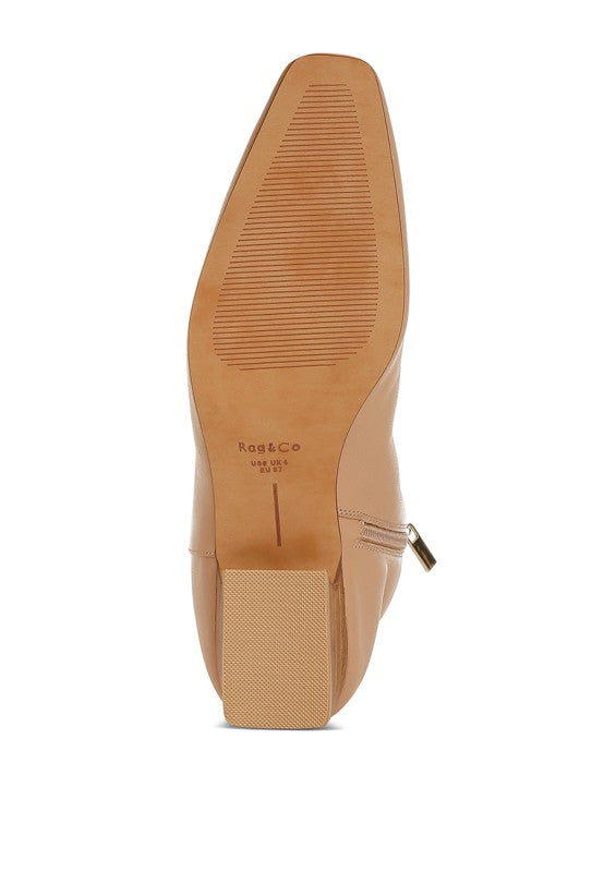 Obita Flared Heel Genuine Leather Boots Rag Company