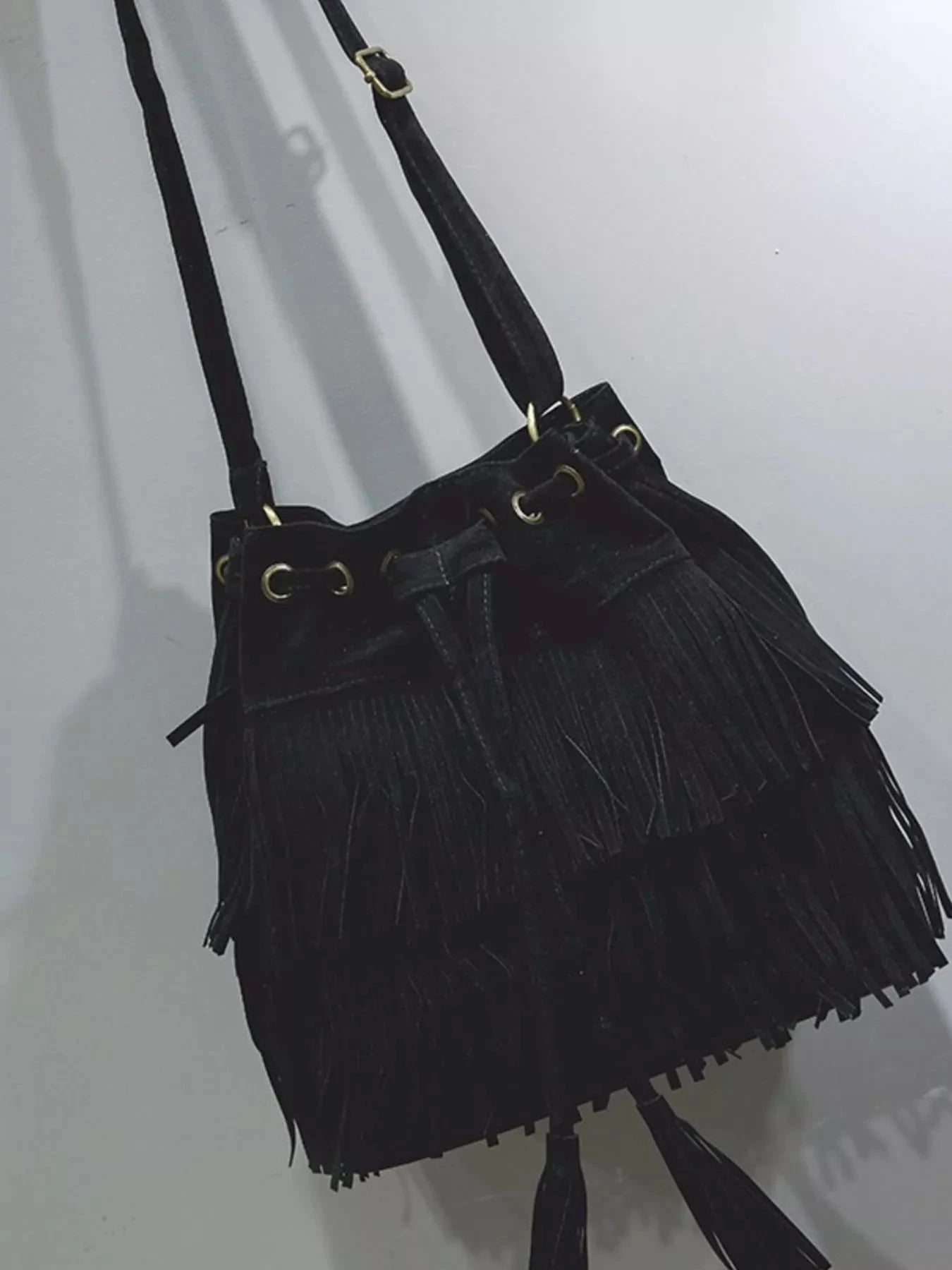 Fringe Drawstring Crossbody Bag Trendsi