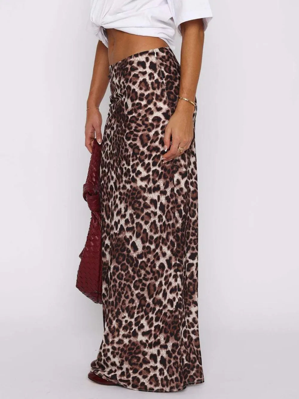 Leopard Maxi Skirt Trendsi