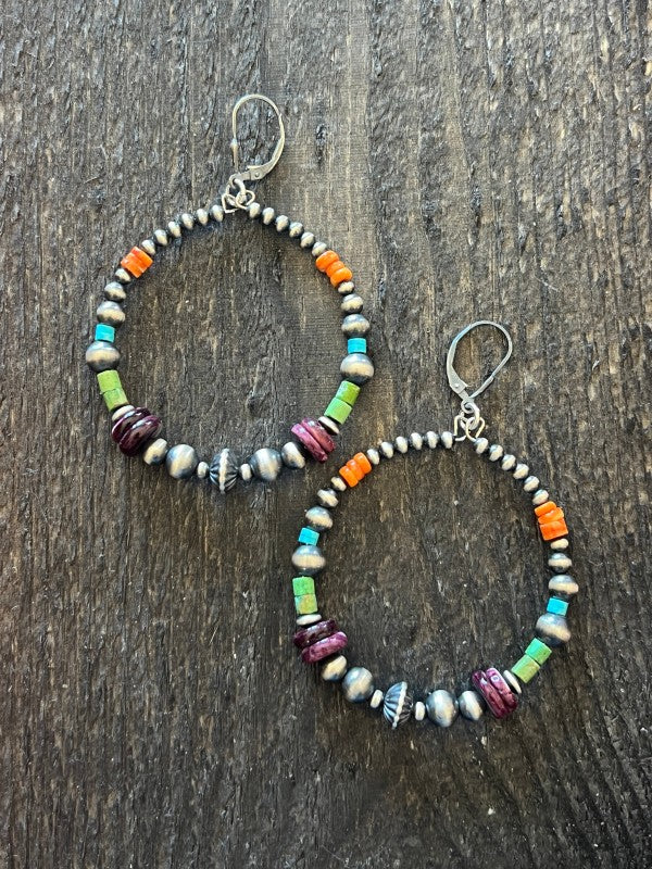Handcrafted Electric Rainbow 2 Inch Sterling Silve Nizhoni Traders LLC