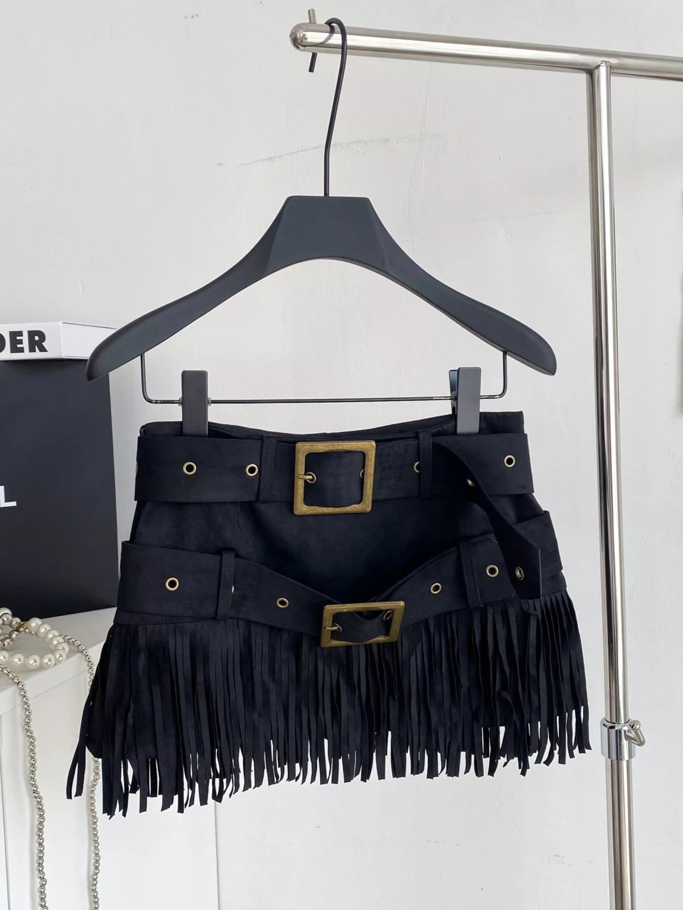 Fringe Belted Mini Skirt Luckygirlsclothingcompany.com