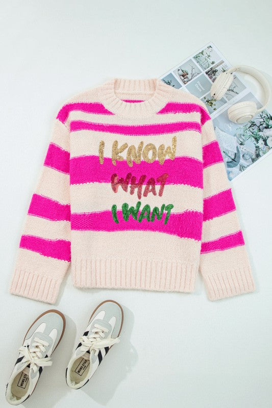 I KNOW WHAT I WANT Sequin Colorblock Sweater JUNIPER BLVD