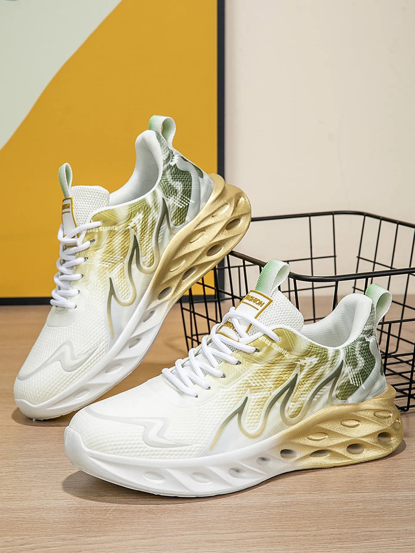 Round Toe Lace Up Mesh Athletic