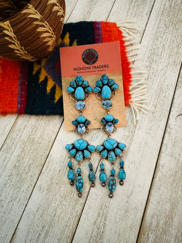 Navajo Turquoise, Topaz & Sterling Silver Chandeli
