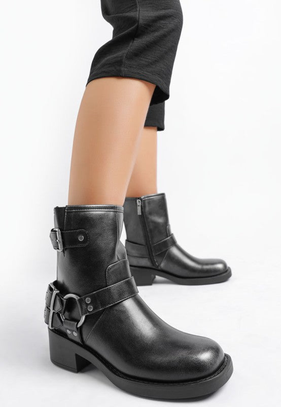 Caribou Harness Detail Biker Boots Rag Company