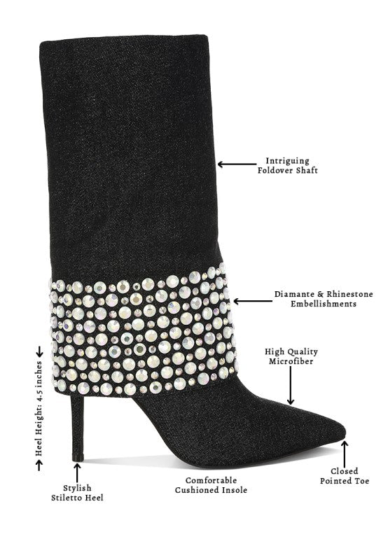 Basso Party Diamante Studded Stiletto Boots Rag Company