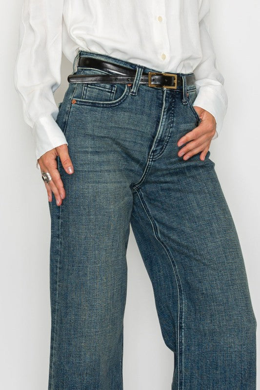 TUMMY CONTROL HIGH RISE CUFFED WIDE LEG JEANS Artemis Vintage