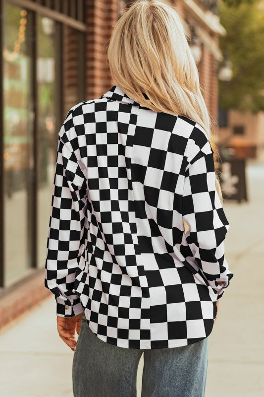 Checker Flap Pocket Button Front Shacke