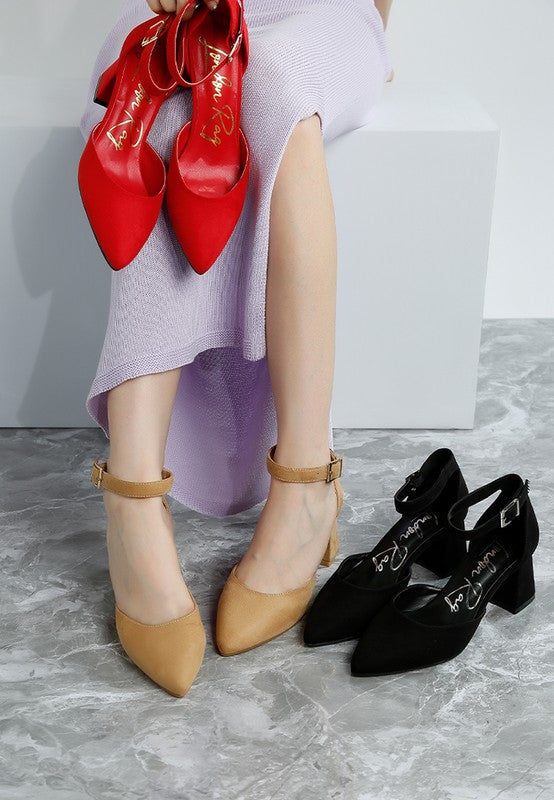 Rozita Microfiber Block Heel Sandals R