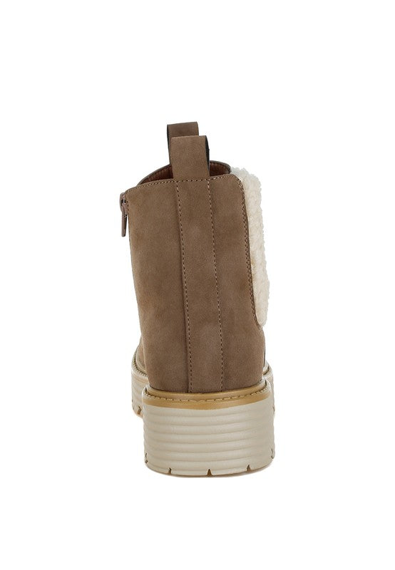 Mothman Faux Fur Detail Chunky Ankle Boots Luckygirlsclothingcompany.com