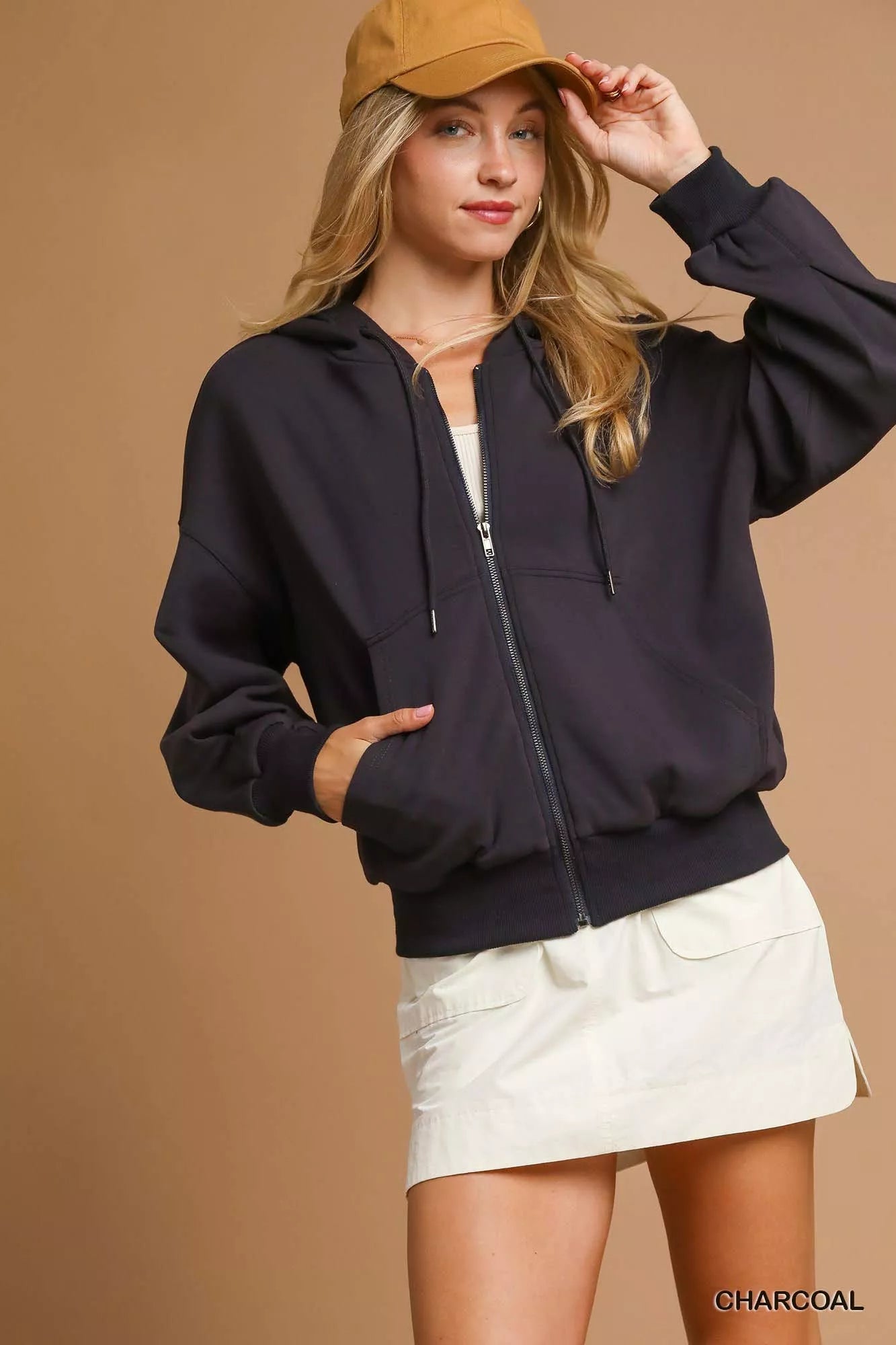 Umgee Zip-Up Fleece Hooded Jacket Trendsi
