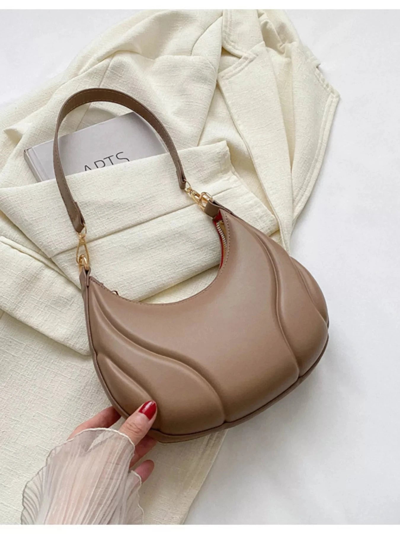 Solid Color Shoulder Bag Trendsi