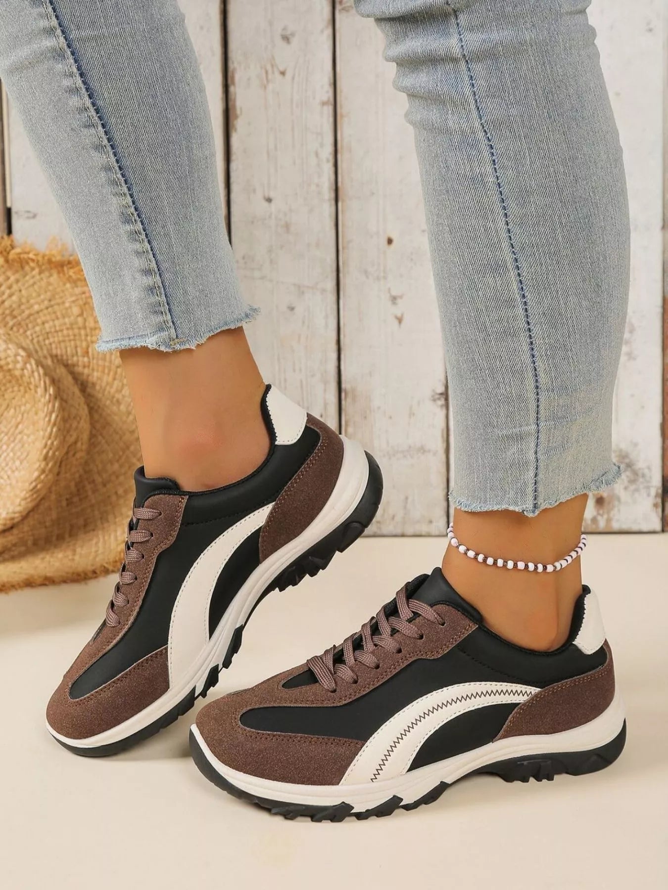Contrast Lace Up Athletic Trendsi