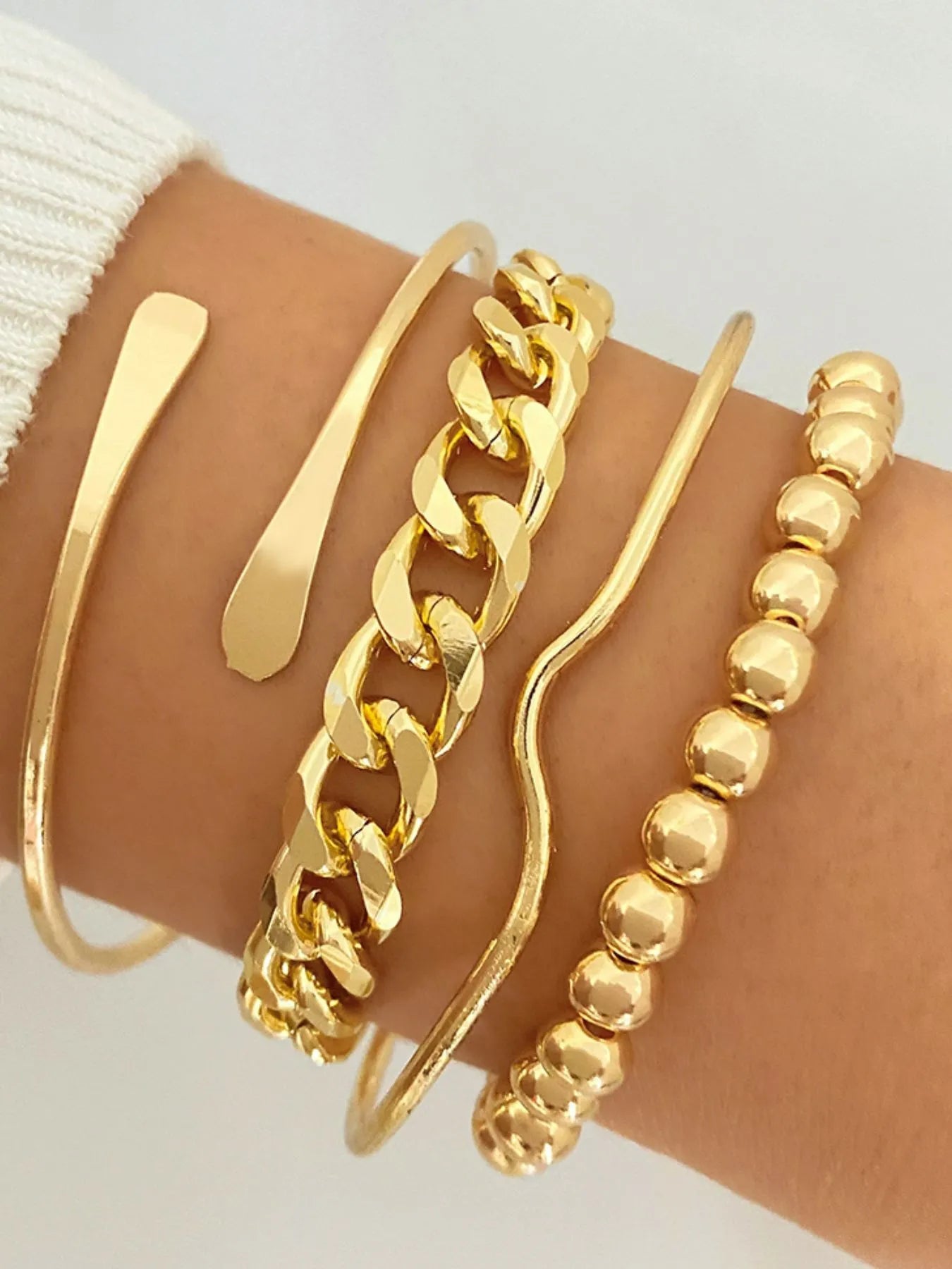 4-Piece 18K Gold-Plated Stainless Steel Bracelet