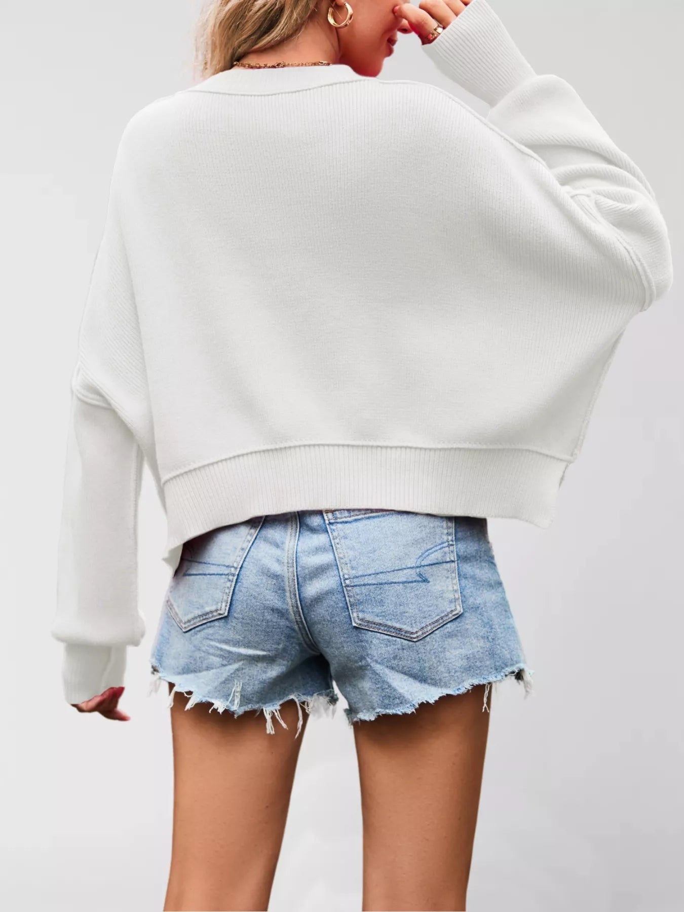 Round Neck Dropped Shoulder Sweater