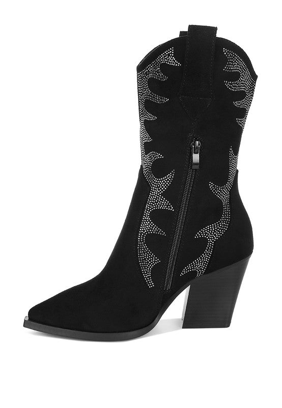 Rambler Rhinestones Embellished Calf Boots Luckygirlsclothingcompany.com