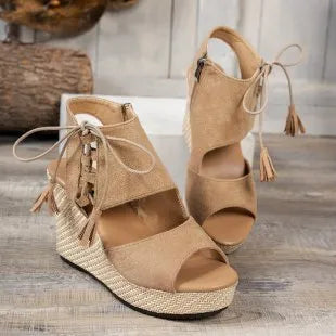 Peep Toe Wedge Sandals Luckygirlsclothingcompany.com
