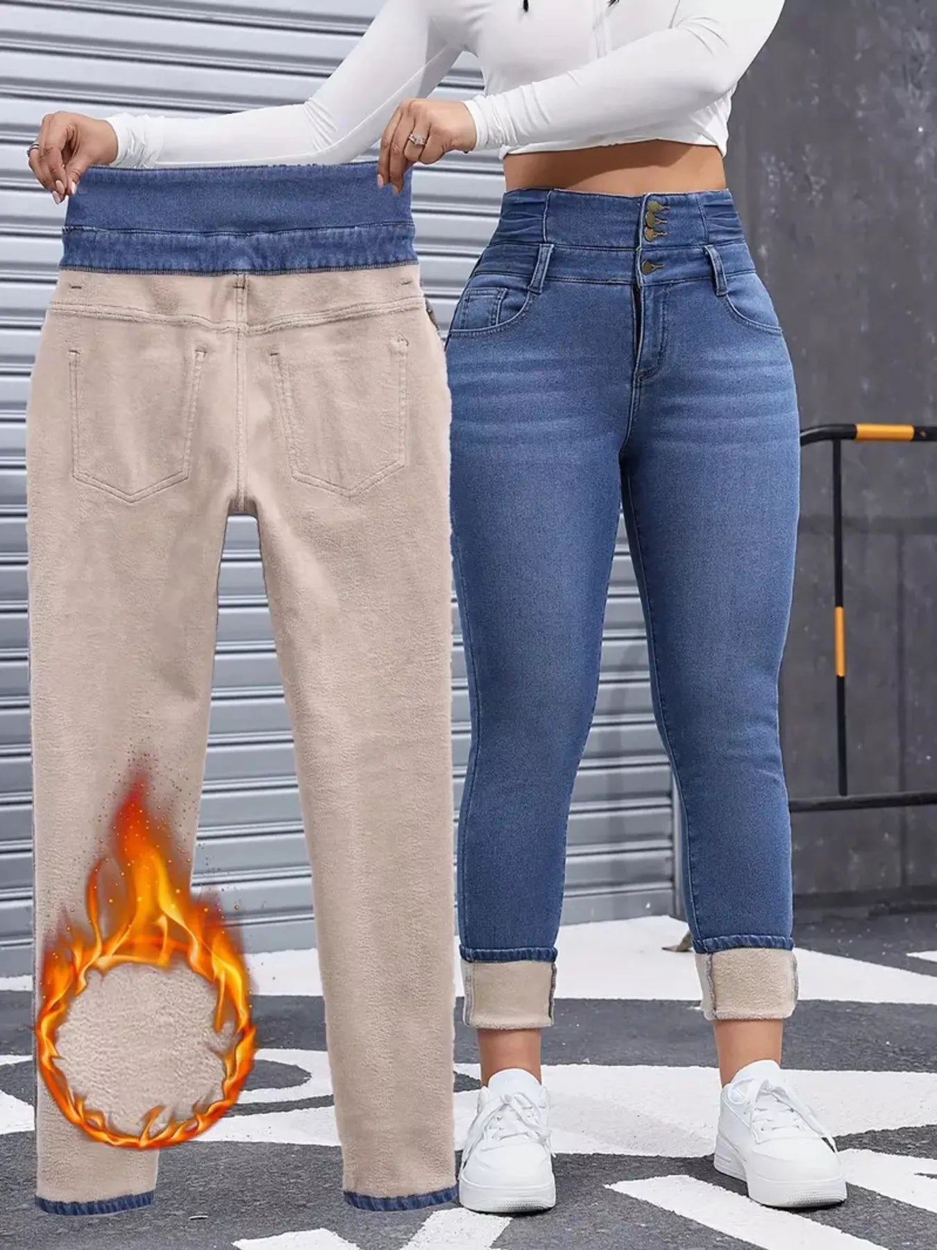 High Waist Button Fly Skinny Jeans Trendsi