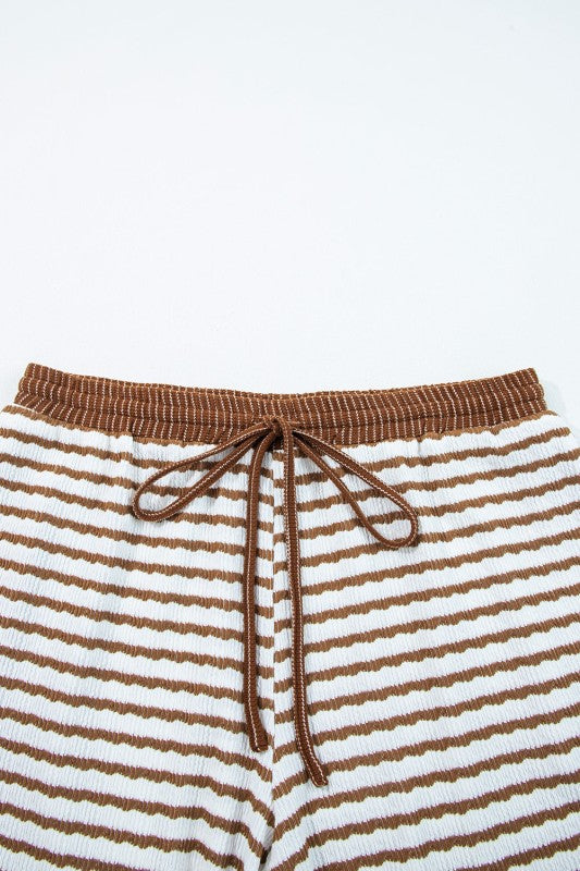 Plus Size Stripe V-Neck Pullover and Drawstring Pa JUNIPER BLVD