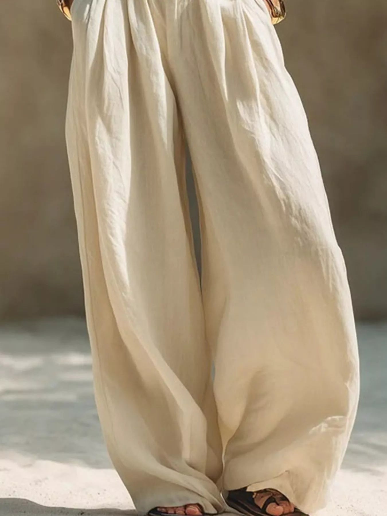 Full Size Elastic Waistband Wide Leg Pants Plus Size Trendsi