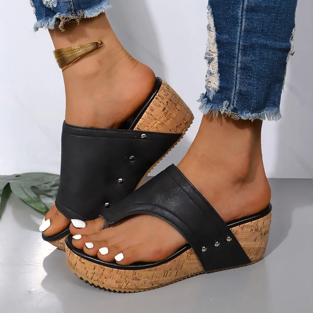 PU Leather Wedge Sandals Trendsi