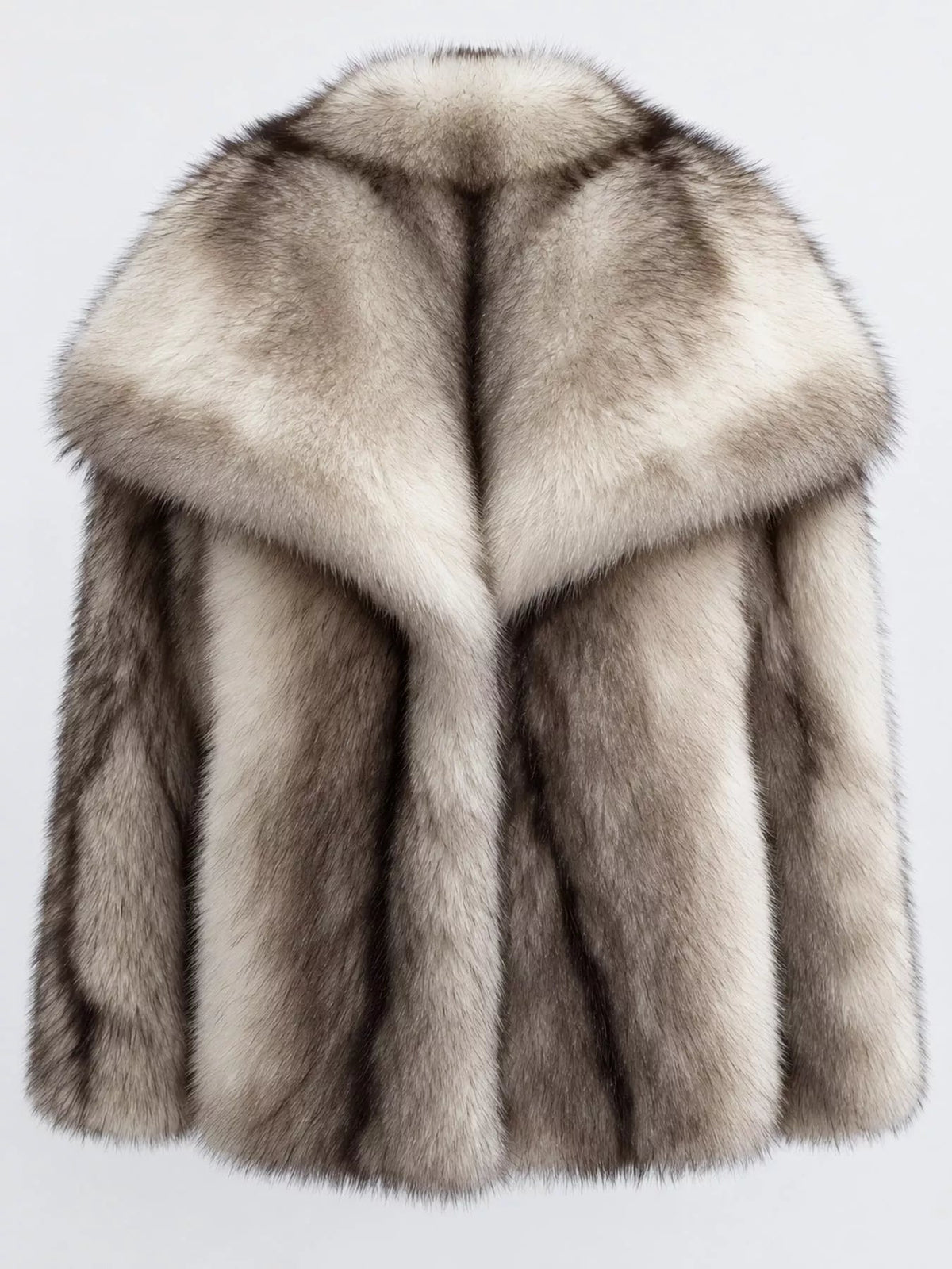 Fox Fur Collar Winter Outerwear Trendsi