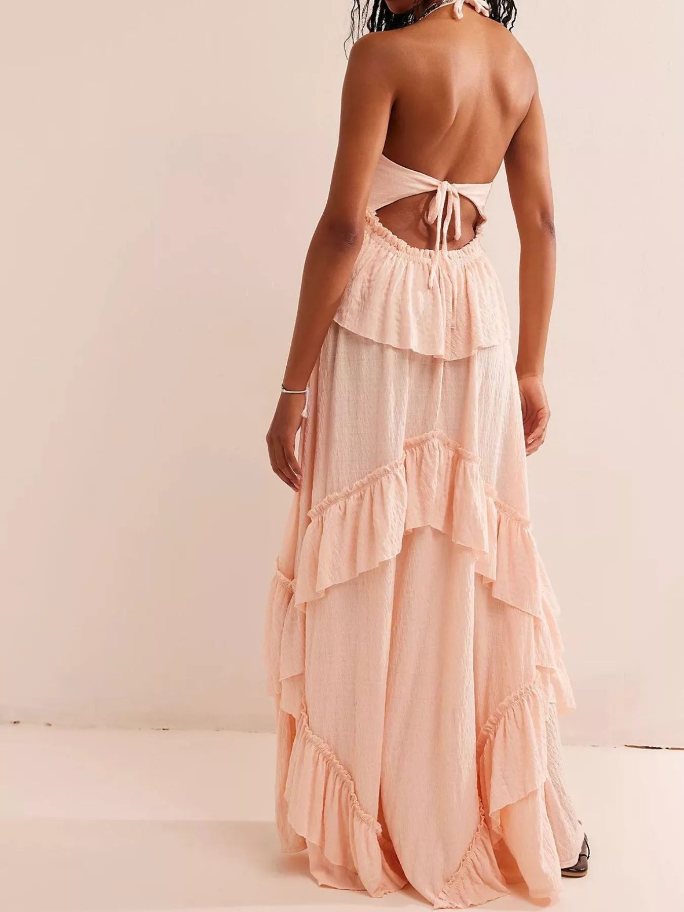 Ruffled Halter Neck Maxi Dress