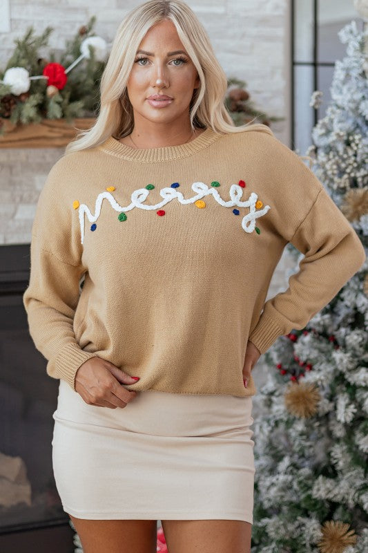 Christmas Merry Dot Dolman Sleeve Sweater JUNIPER BLVD