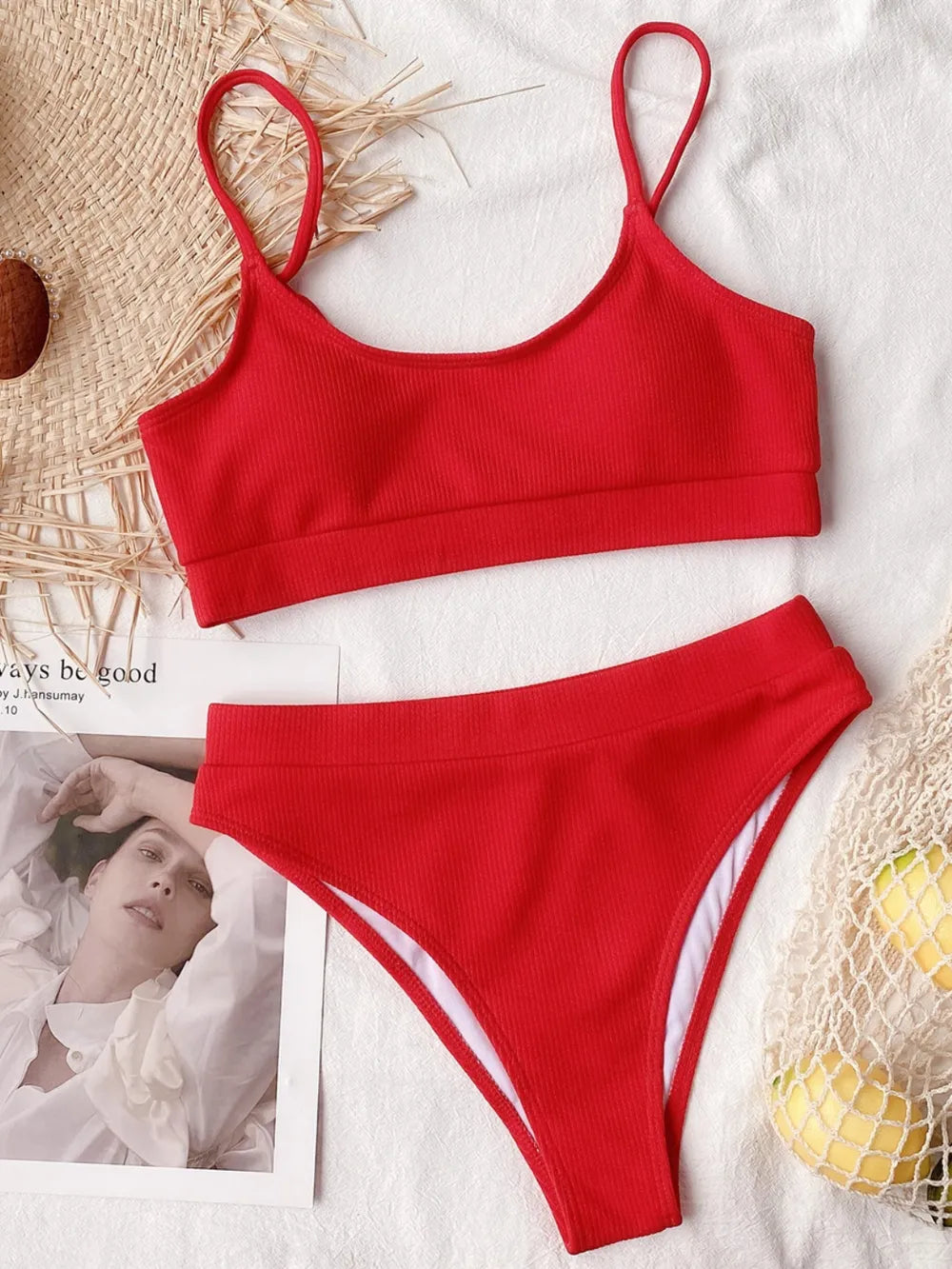 Scoop Neck Spaghetti Strap Two-Piece Swim Set Trendsi